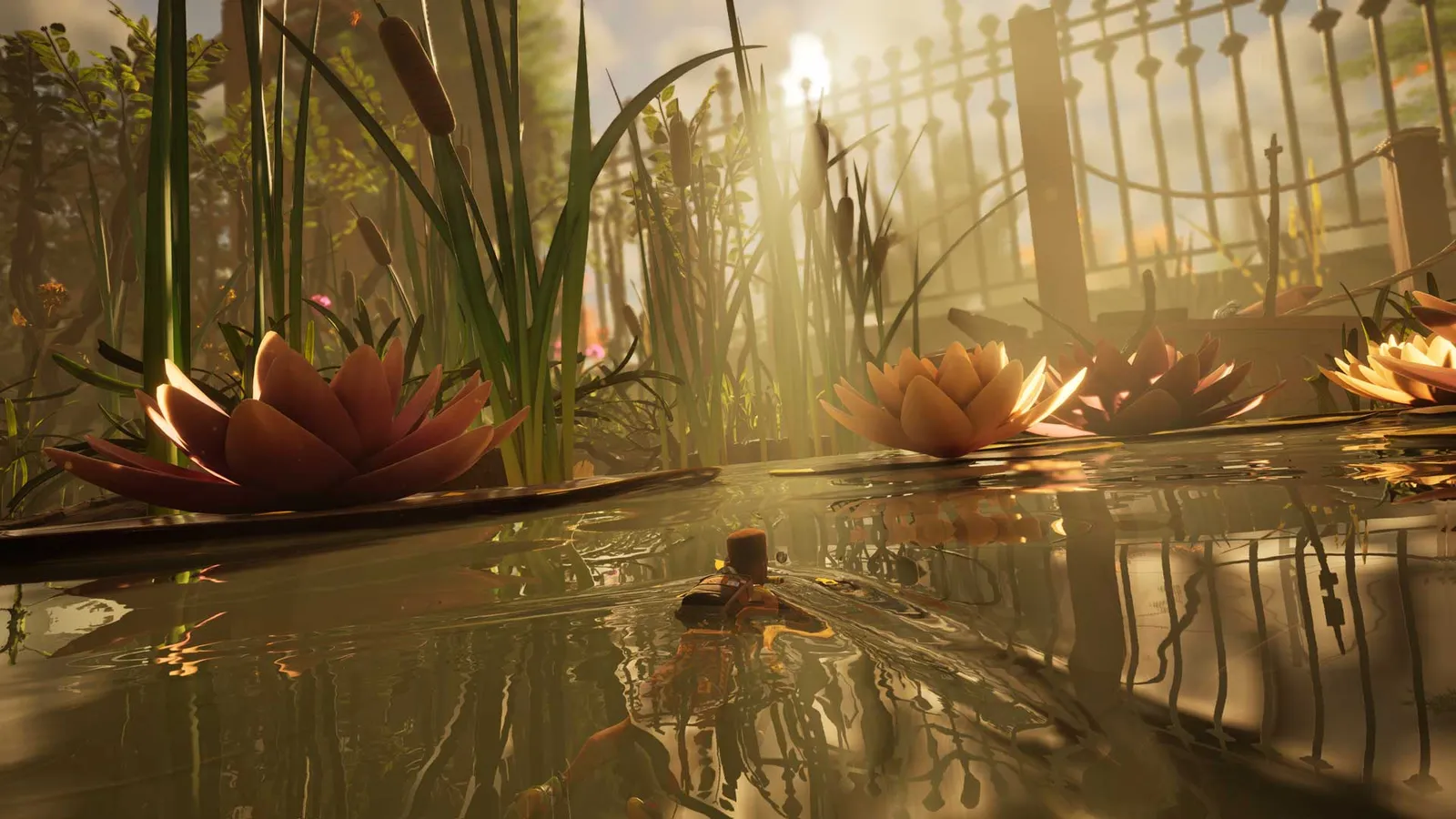 Grounded 2 Into the Abyss Bayou area with shrunken survivors exploring tall grass near the water