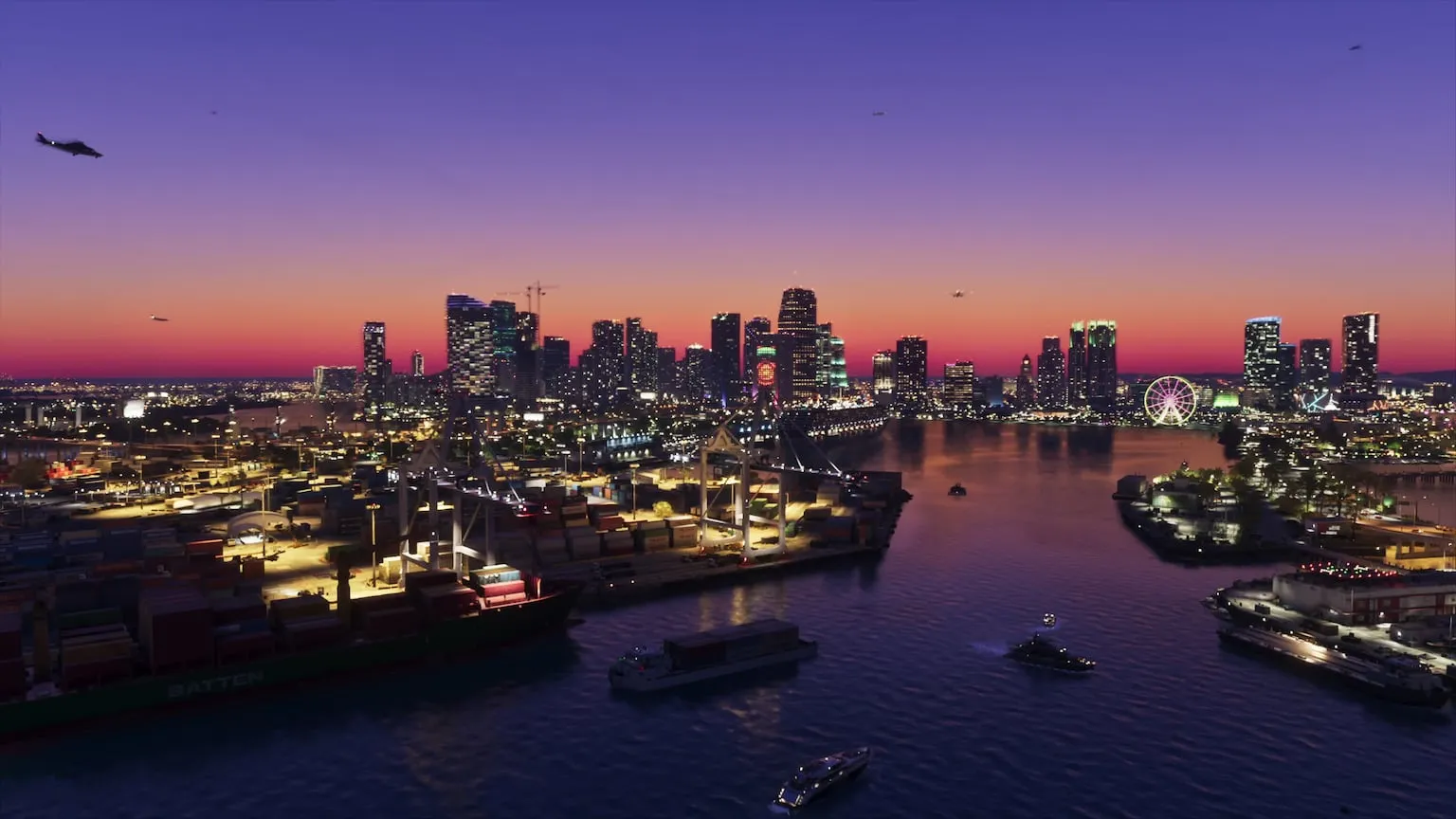 Official Rockstar Games artwork of Vice City from the Grand Theft Auto VI website