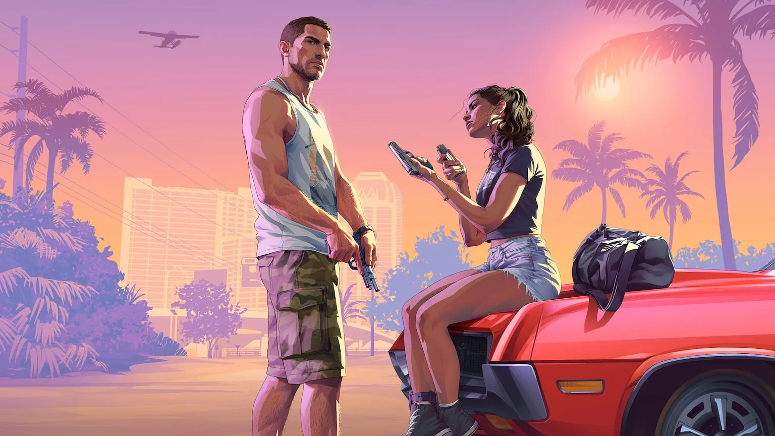 Official poster frame for the Grand Theft Auto VI launch trailer from Rockstar Games