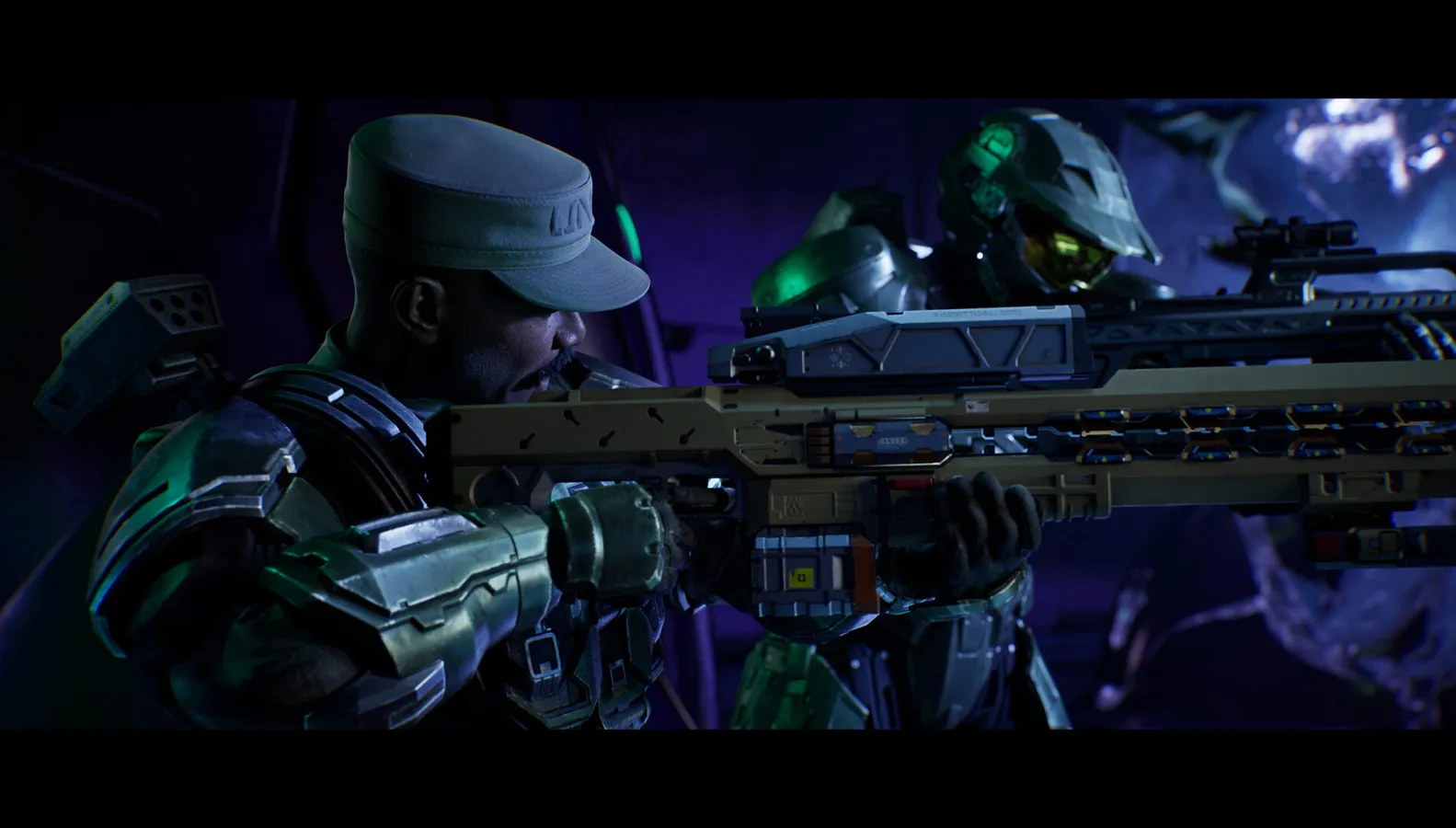 Master Chief and Sergeant Johnson in a cutscene from the new Meteorite missions in Halo Campaign Evolved