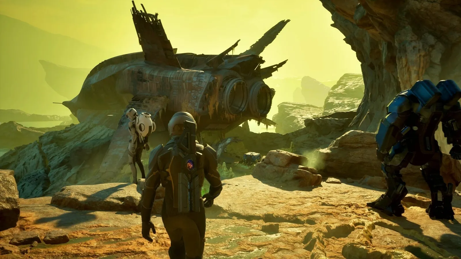 Exodus protagonist in a space suit standing on a yellow planet, an official Hasbro Archtype Entertainment image used in the canceled portfolio context.