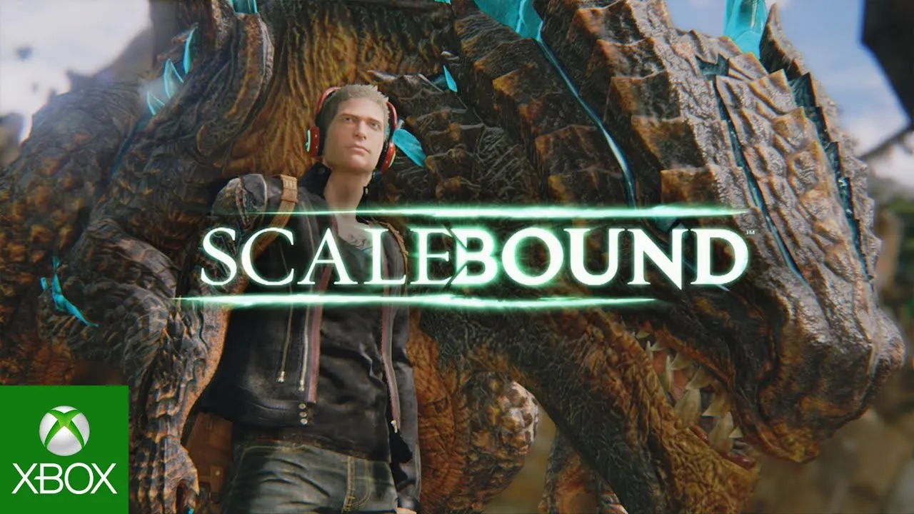 Scalebound gameplay footage showing Drew fighting alongside the dragon Thuban in Draconis