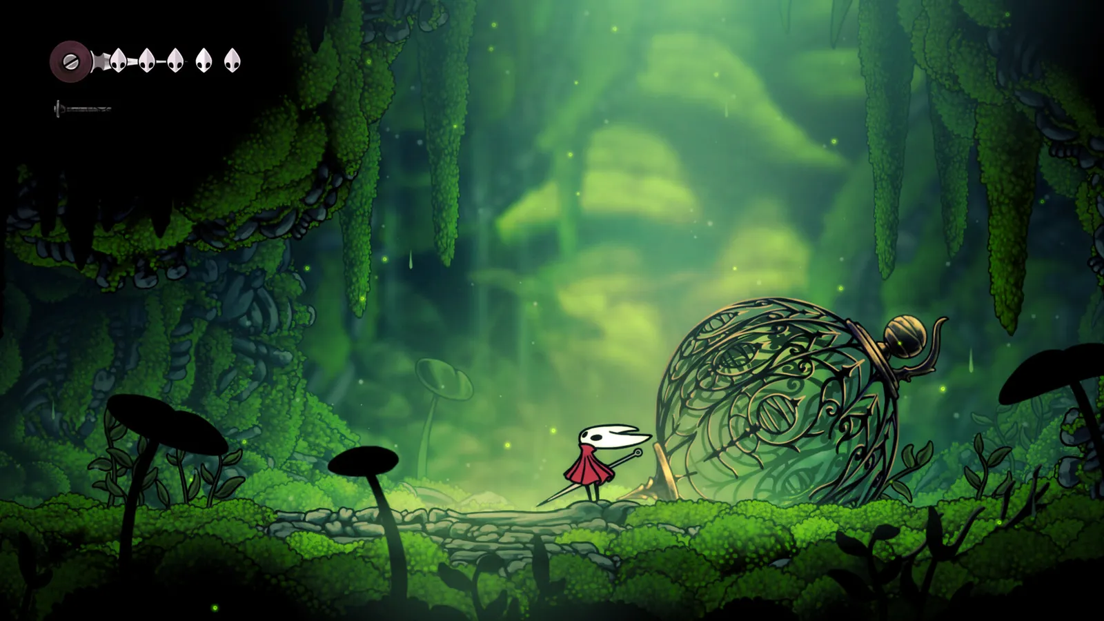 Hollow Knight Silksong gameplay screenshot showing Hornet in combat