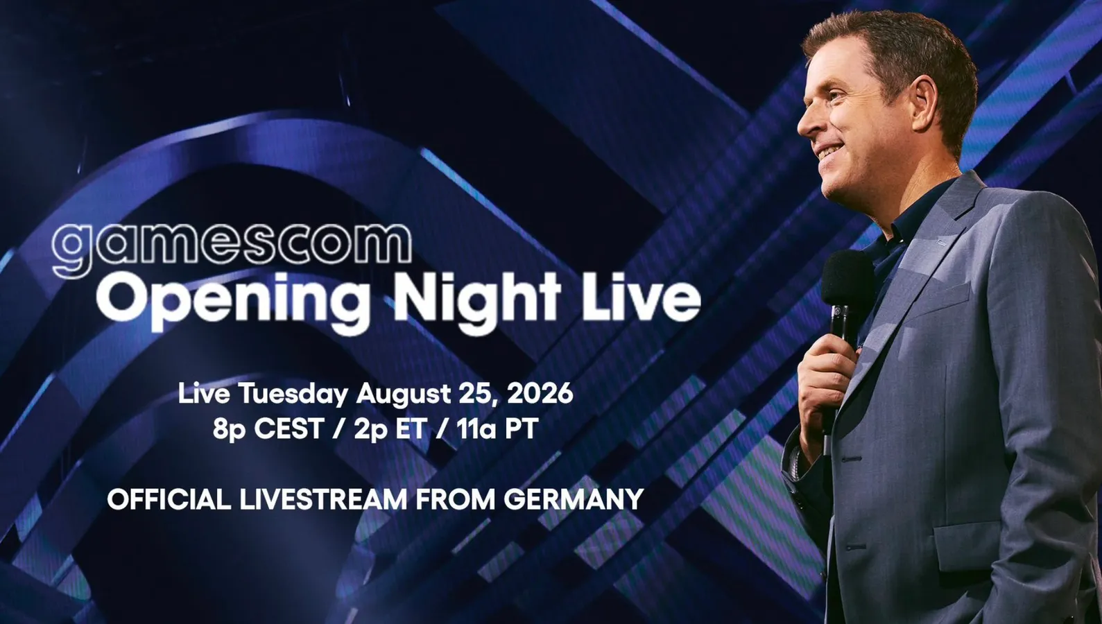 Official gamescom Opening Night Live 2026 lineup card posted by Geoff Keighley
