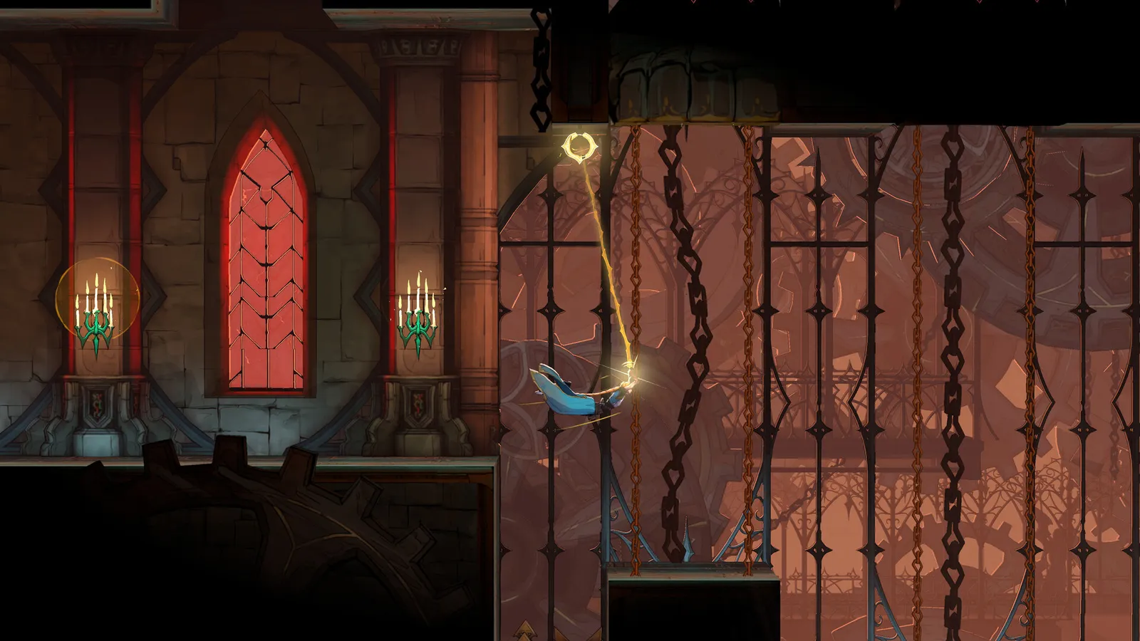 Belmont protagonist mid swing against a gothic Castlevania Belmont's Curse screenshot