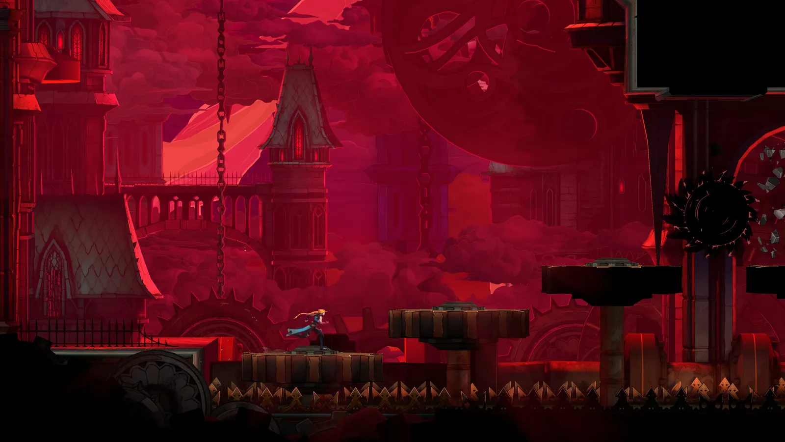 Candlelit castle corridor and a monstrous silhouette in Castlevania Belmont's Curse screenshot