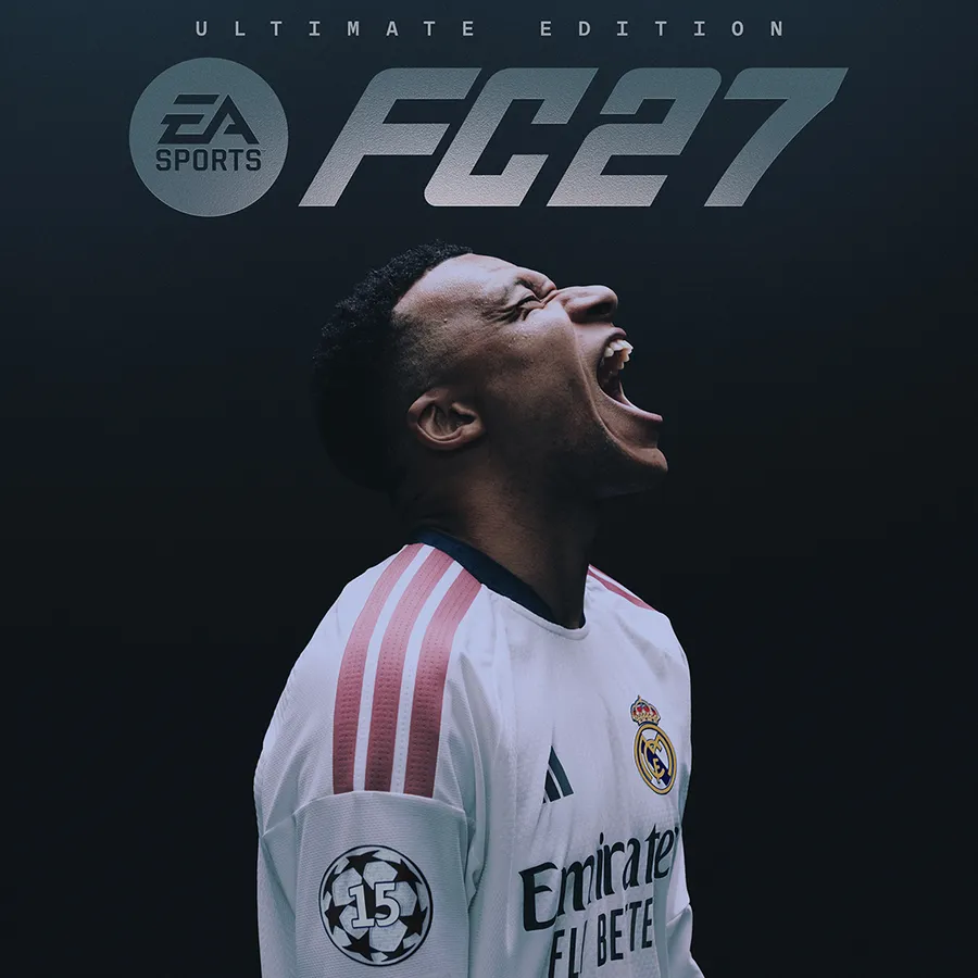 Kylian Mbappe posing for the EA Sports FC 27 announcement post