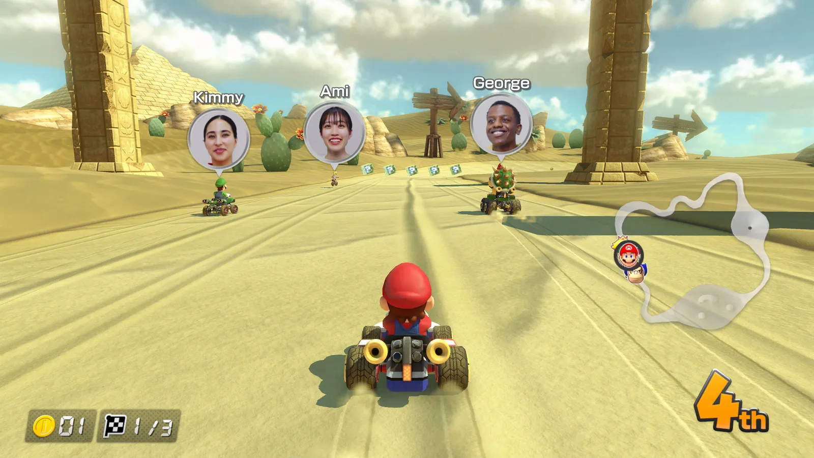 Online GameChat CameraPlay in Mario Kart 8 Deluxe for Switch 2 multiplayer sessions.