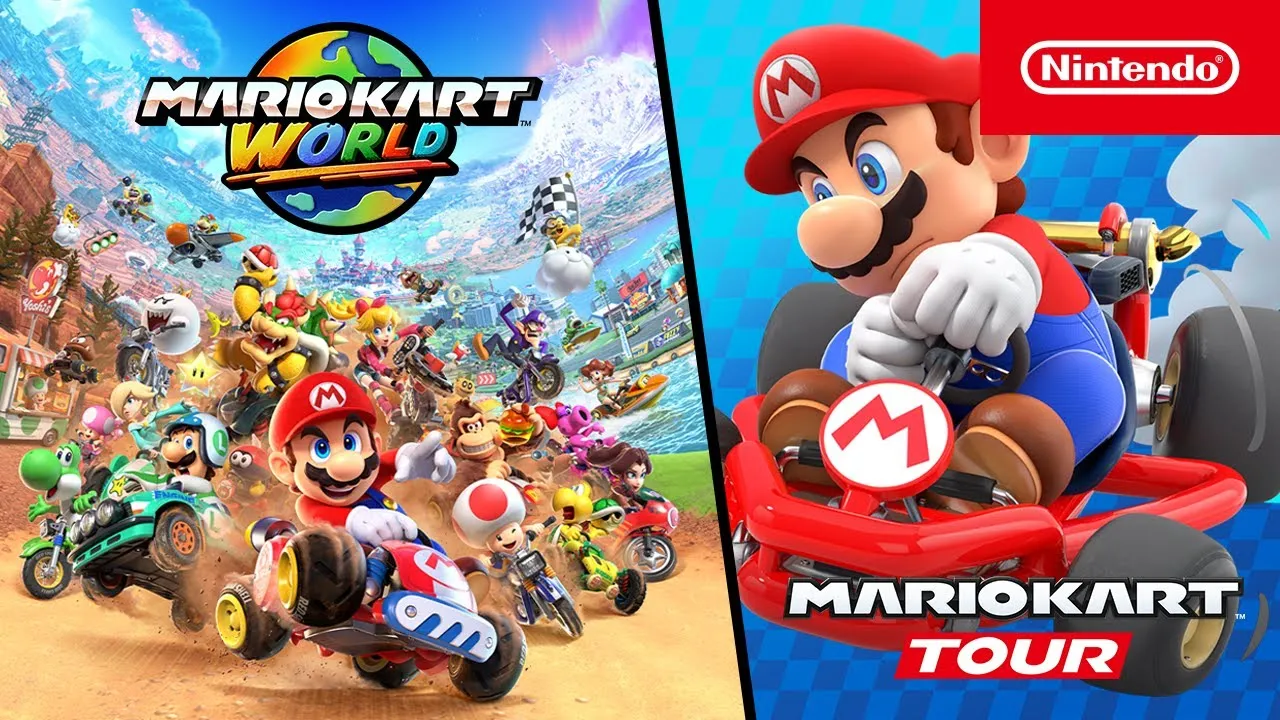 Mario Kart Tour official promotional image featuring Mario racing in the mobile game