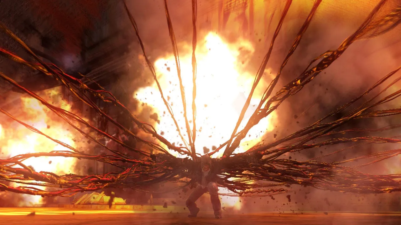 Press image of Radical Entertainment's Prototype action game showing an explosion on a city street