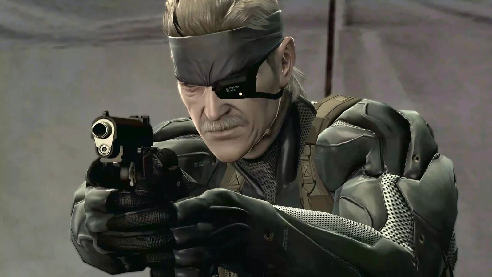 Solid Snake taking cover during a warzone scene in Metal Gear Solid 4 Guns of the Patriots Master Collection Version