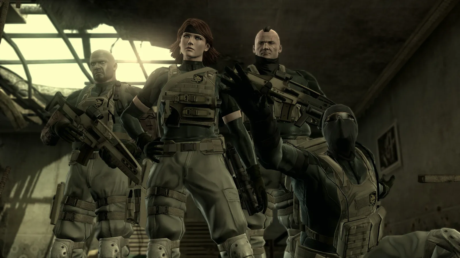 Combat encounter gameplay screenshot from Metal Gear Solid 4 Guns of the Patriots Master Collection Version