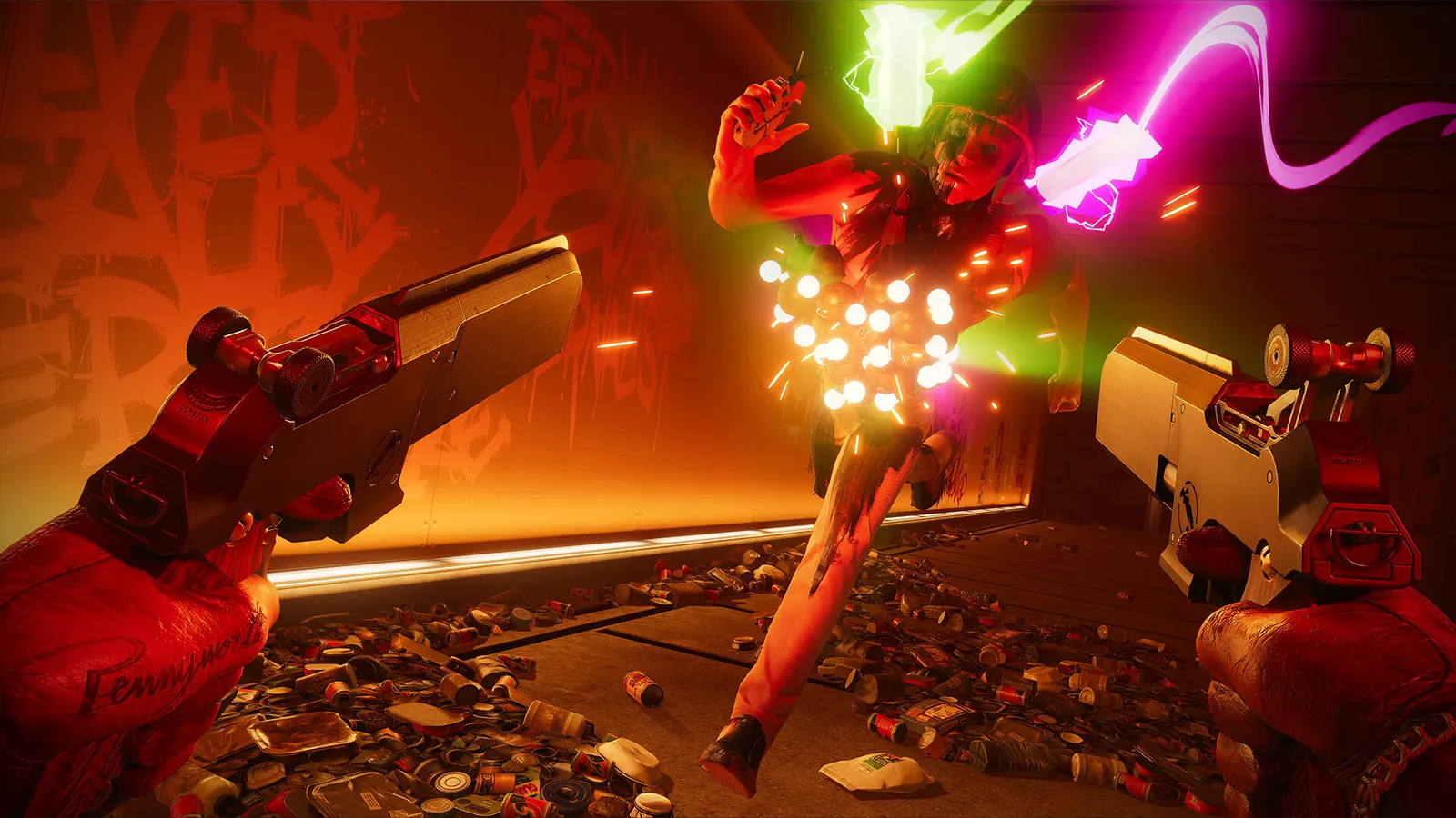 Deathloop screenshot of a firefight, a reminder of what the Lyon team built