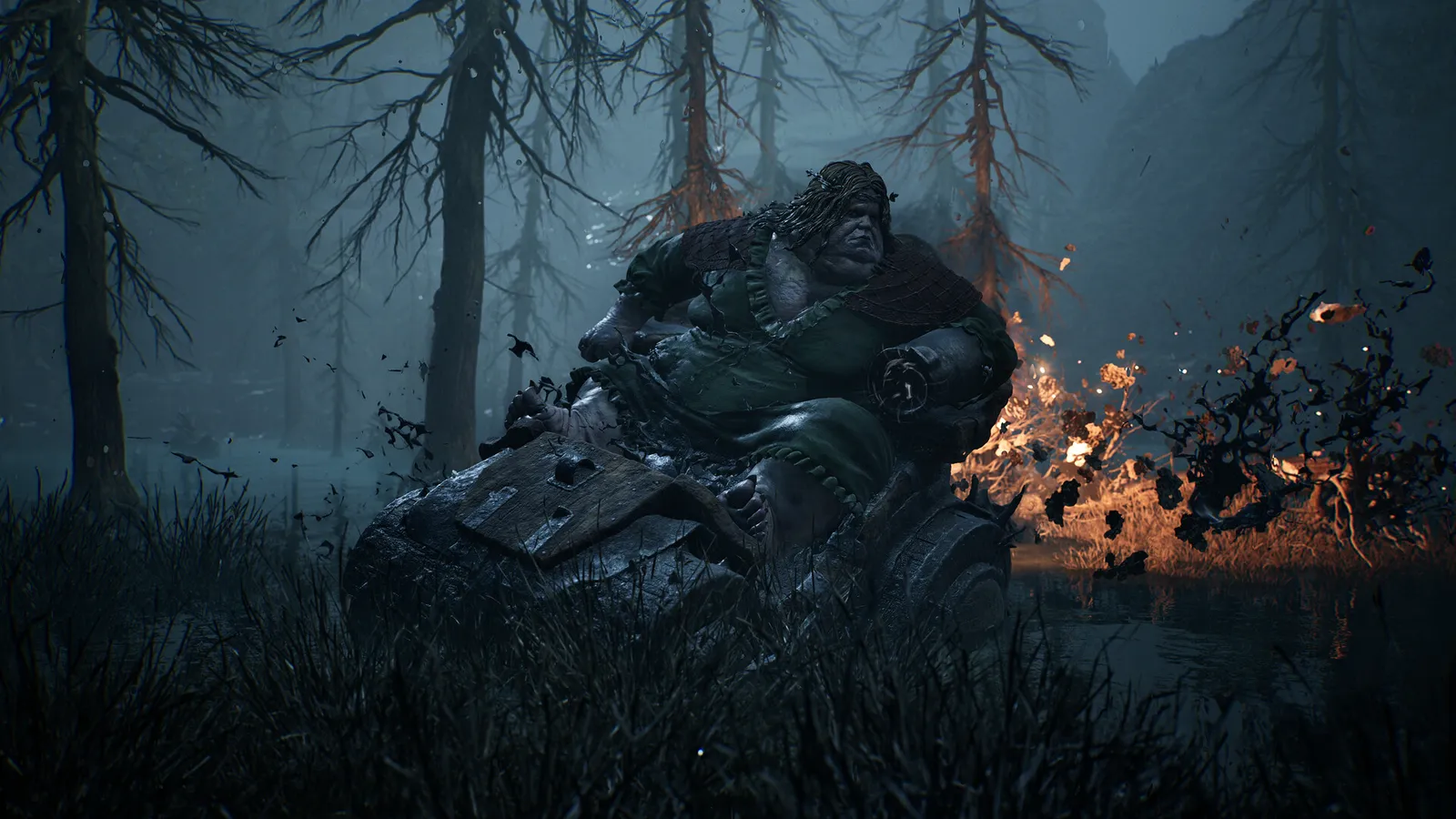 Mortal Shell II gameplay screenshot showing character exploration in a vast dark world
