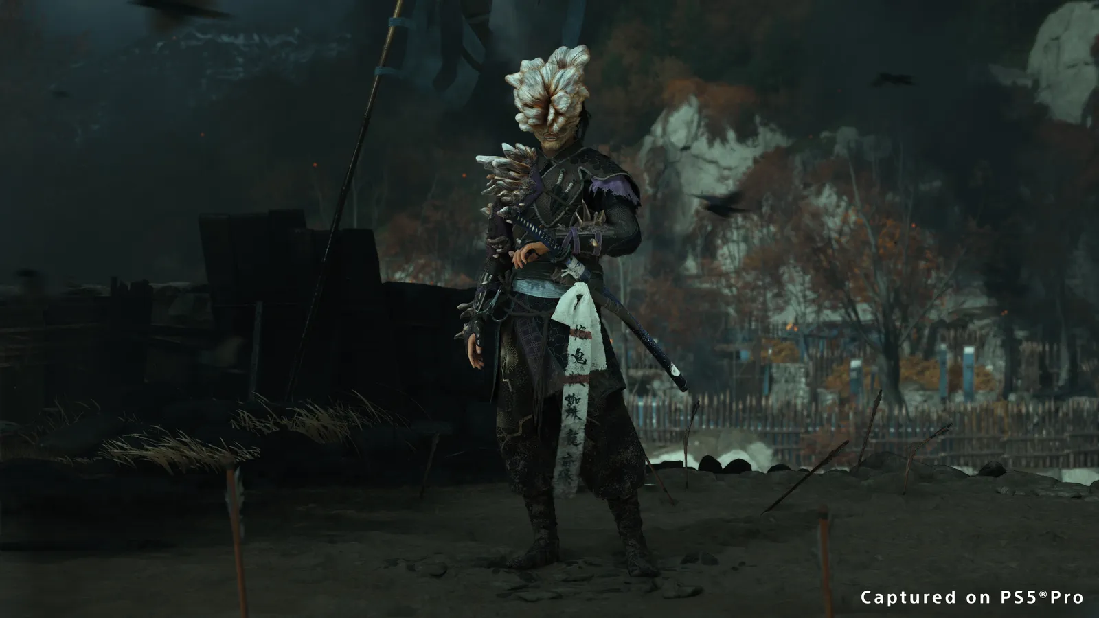 Ghost of Yotei Clicker armor front view revealed by Naughty Dog and Sucker Punch