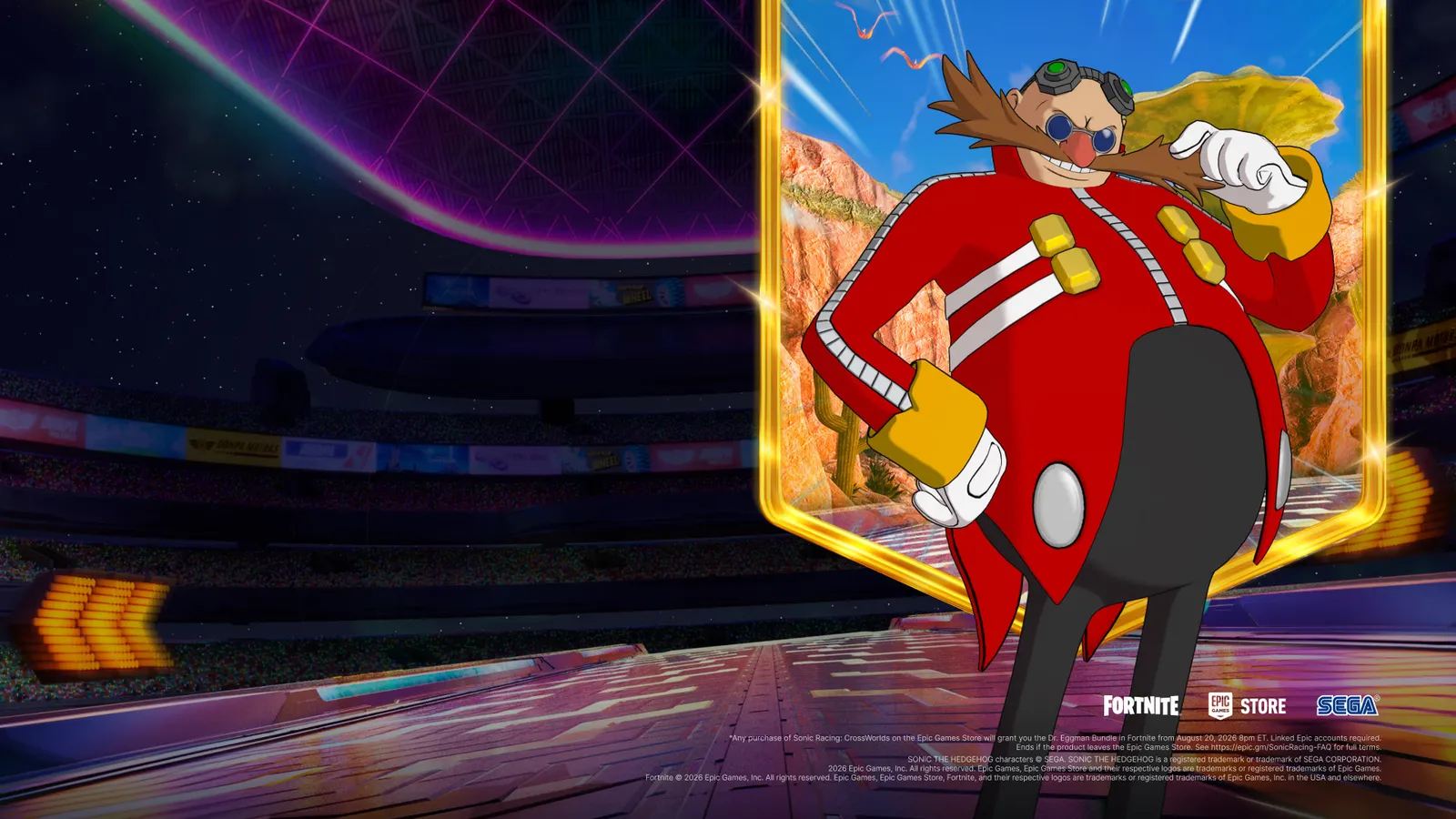 Sonic Racing Cross-Promotions carousel banner on the Epic Games Store showing the free game giveaway promotion for Sonic Racing