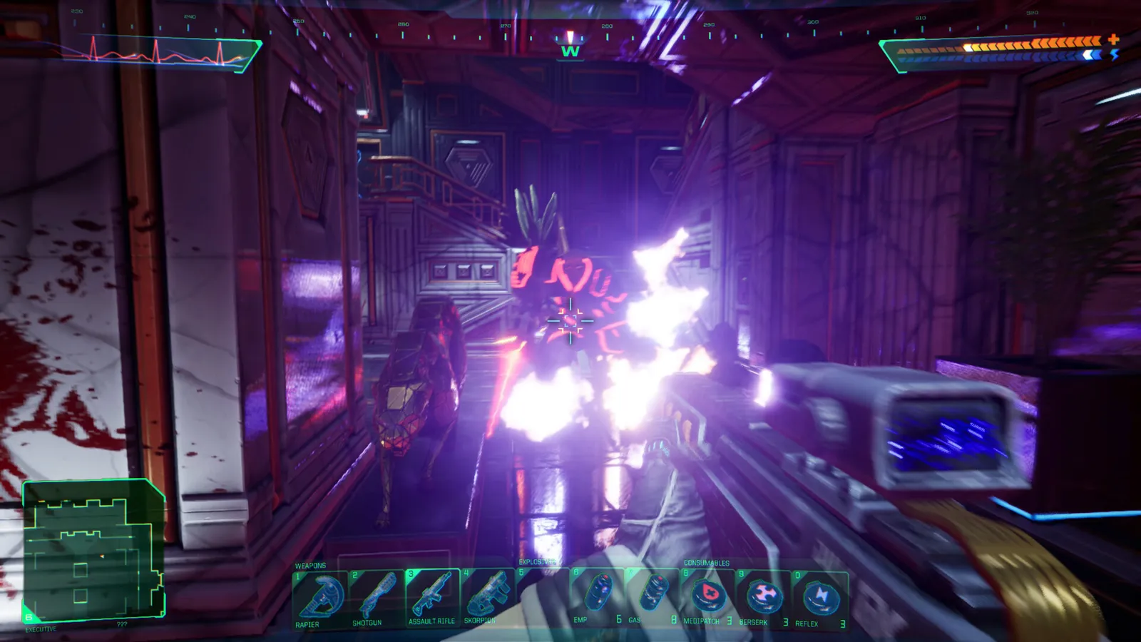 Original System Shock remake screenshot showing Shodan's cyberspace interface for context
