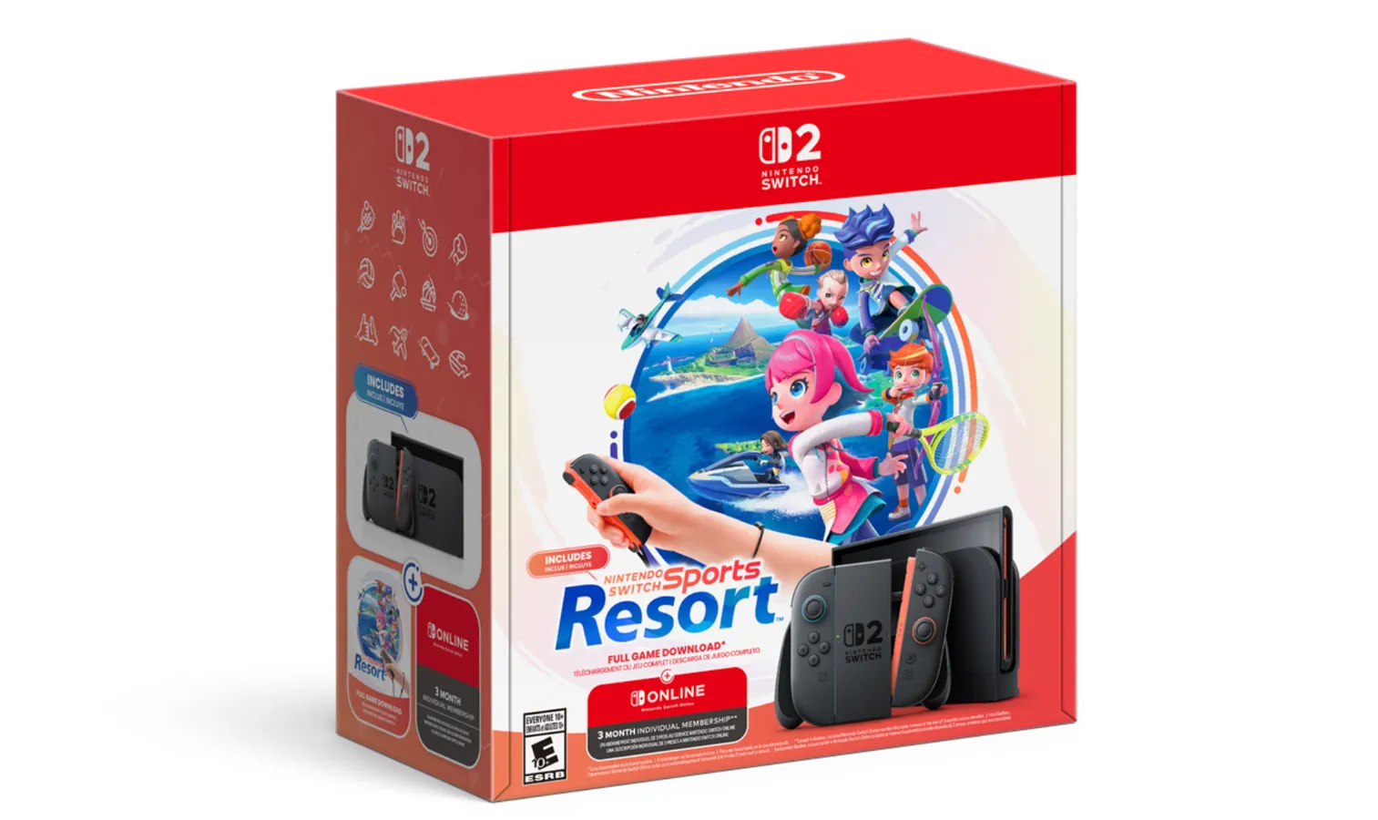 Official Nintendo Switch 2 plus Nintendo Switch Sports Resort bundle press image, 530 dollar bundle arriving October 22.