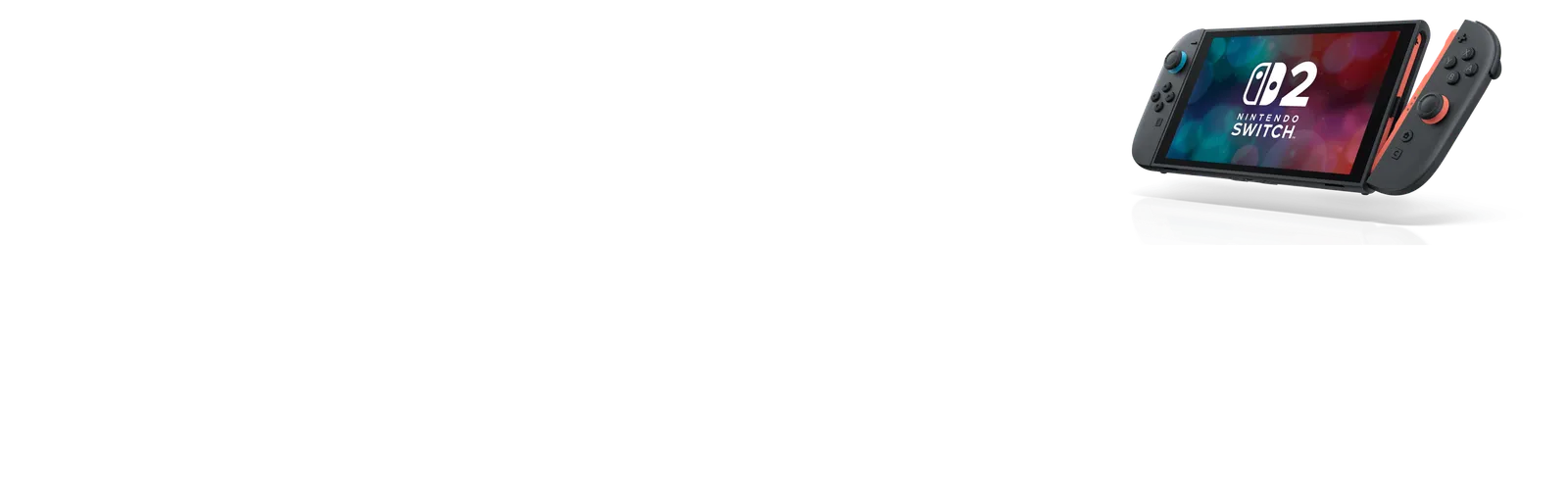 Nintendo Switch 2 handheld console floating against a dark background with Joy-Con 2 controllers attached
