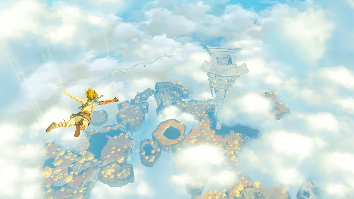 Official promotional screenshot from The Legend of Zelda: Tears of the Kingdom on Nintendo Switch, one of the 30 games named in the case