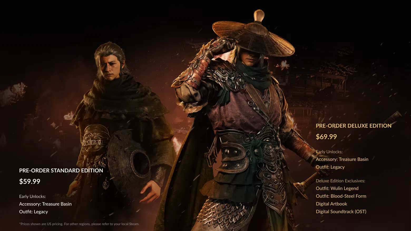 Soul in combat stance on a speeding wagon, layered traditional Chinese architecture and rain-soaked city behind him