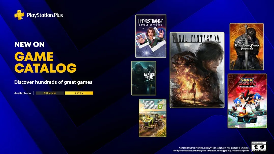 PlayStation Plus June lineup graphic with Final Fantasy XVI, Sonic X Shadow Generations, Kingdom Come Deliverance, and more
