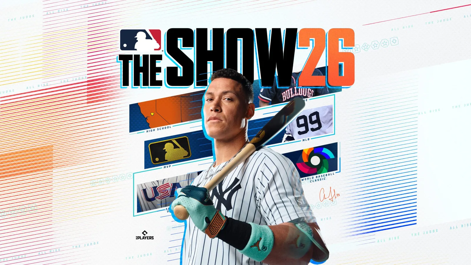 MLB The Show 26 cover art featuring a baseball batter in mid swing