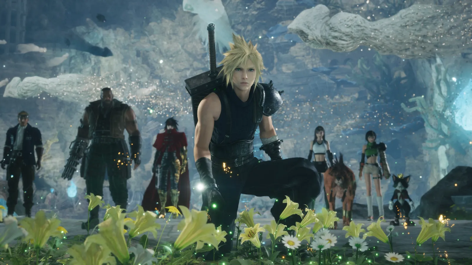 Final Fantasy VII Revelation screenshot of a colossal guardian summons encounter mid-fight