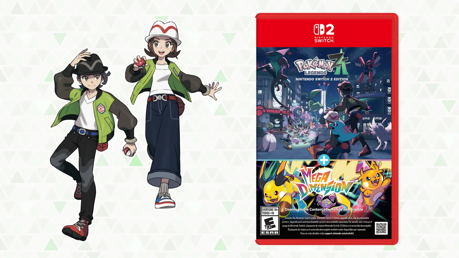 Official key art for the Pokemon Legends Z-A Nintendo Switch 2 Edition and Mega Dimension bundle