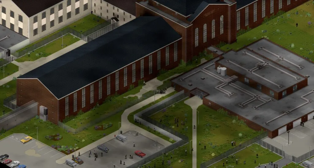 The Kentucky State Penitentiary in reworked Rosewood, Project Zomboid Build 42