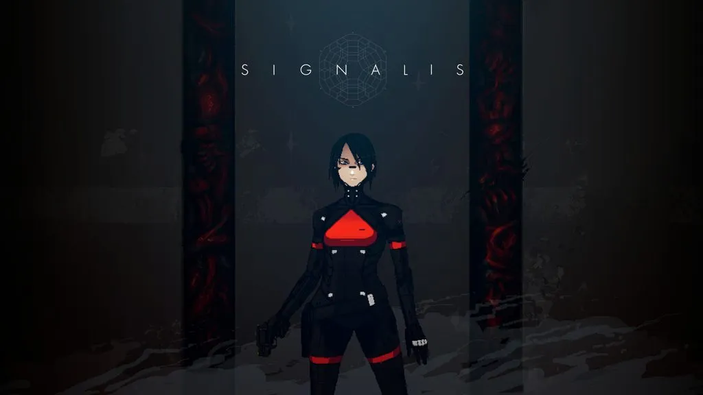 Signalis protagonist Elster in a dark retro-tech sci-fi corridor on PS4