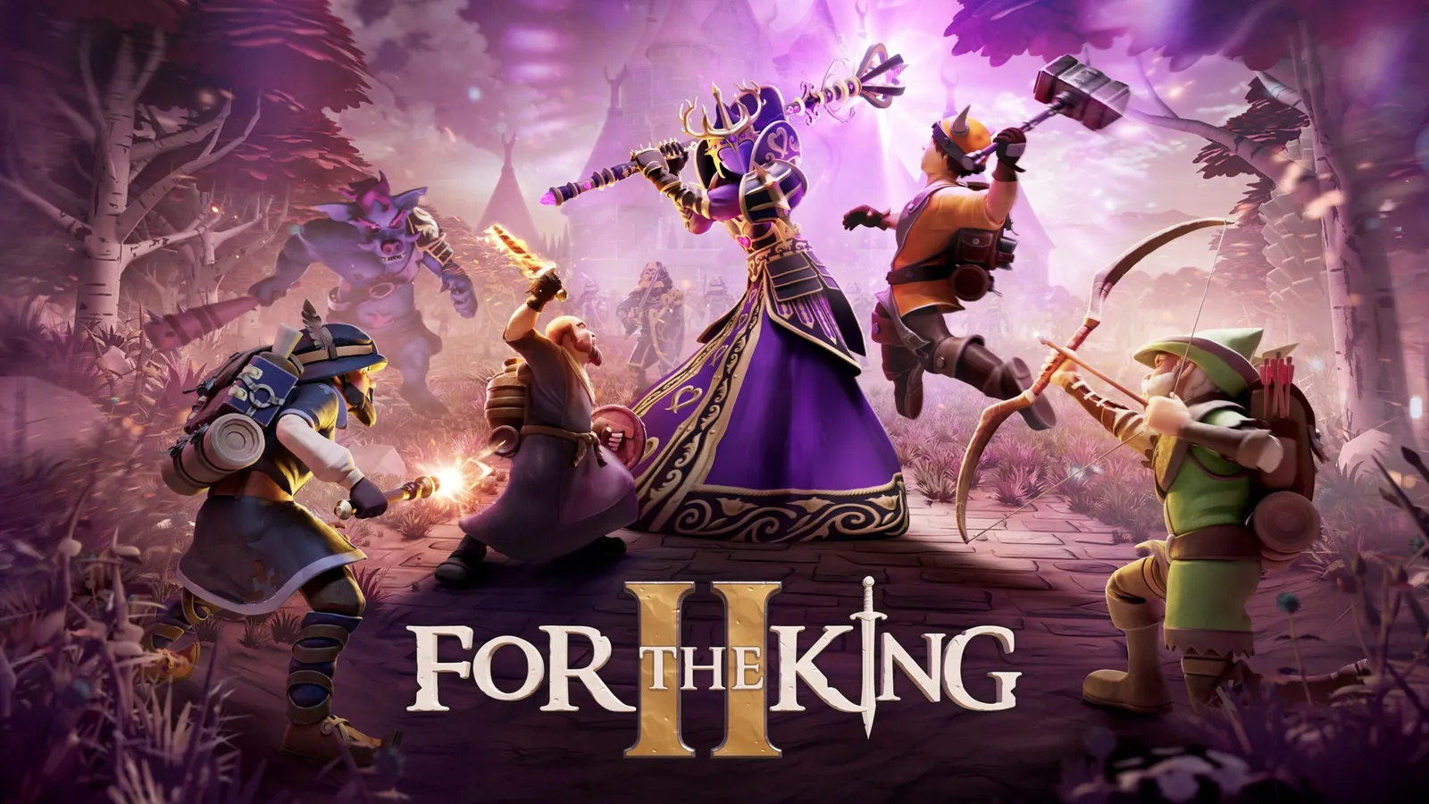 For the King II fantasy tabletop RPG artwork with adventurers in a dark world