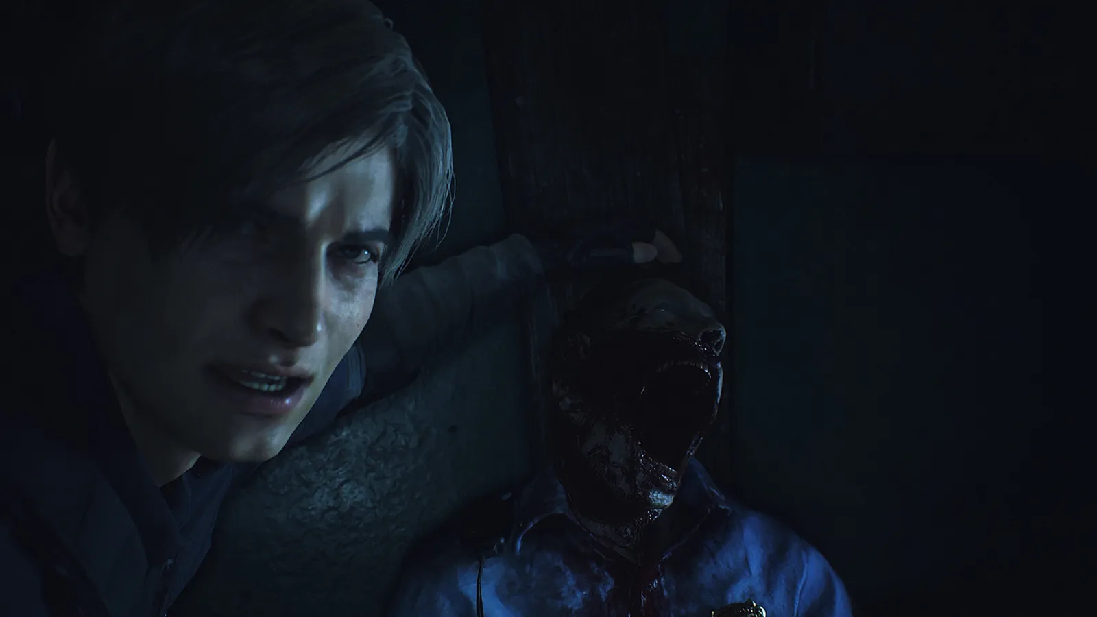 A tense combat encounter with a horde of zombies in the streets of Raccoon City in RE2 remake