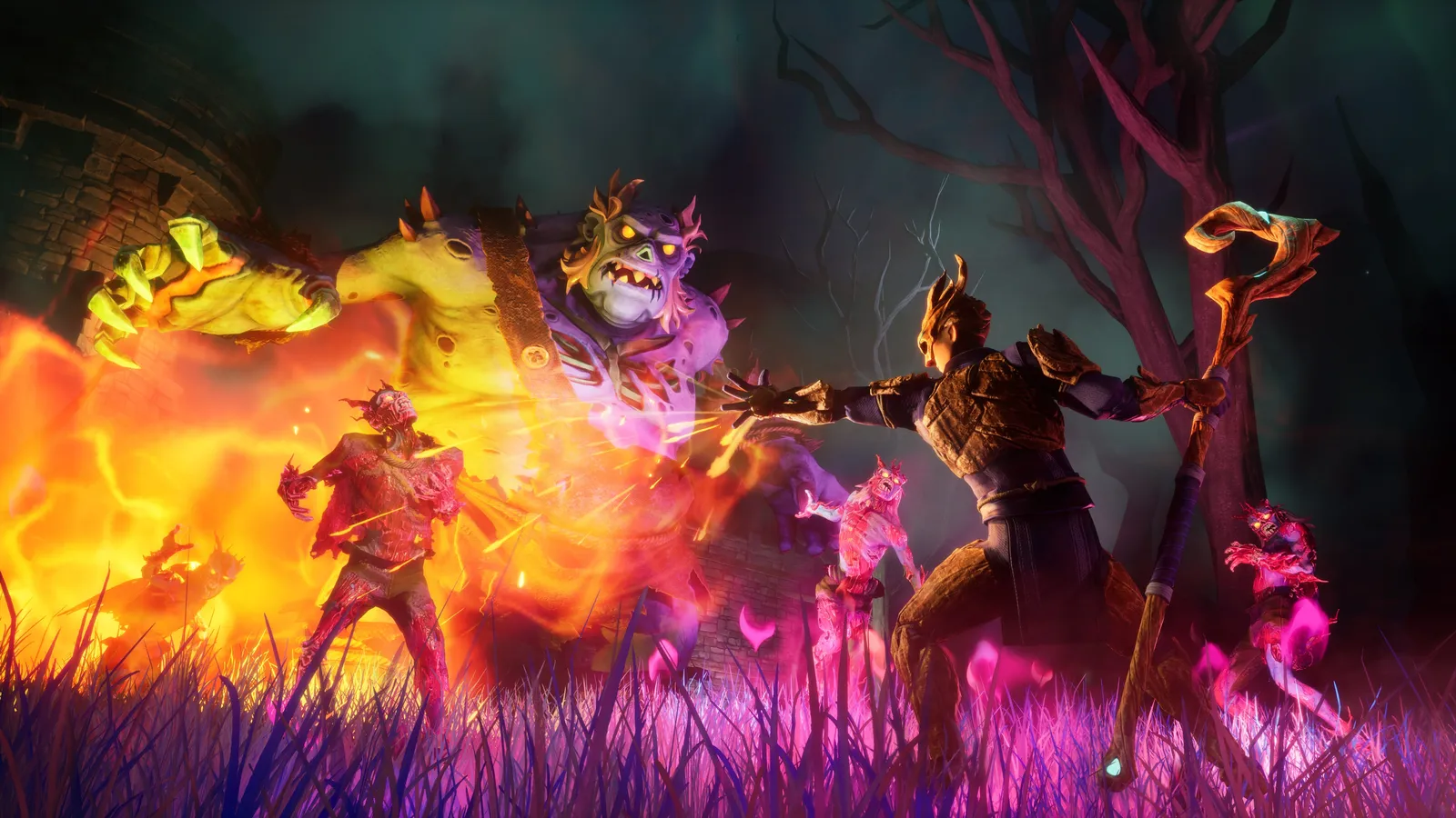 RuneScape Dragonwilds crafting and building systems with the magic-powered Anima abilities visible in the environment