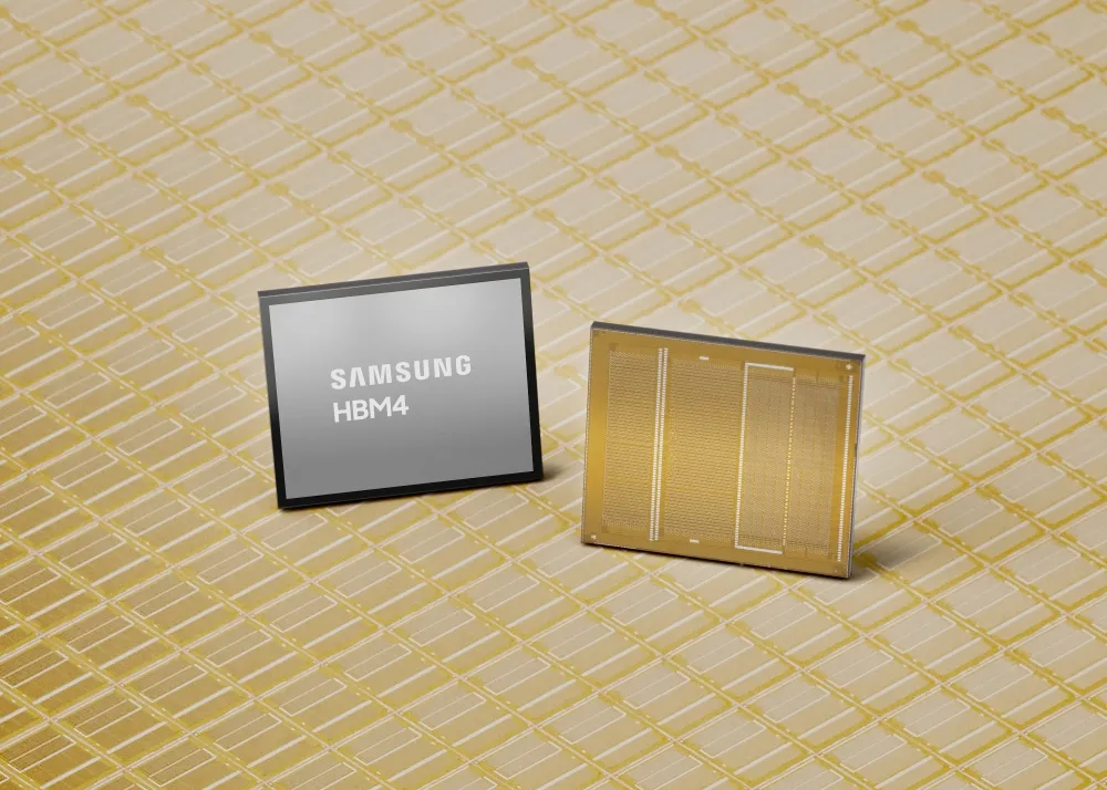Samsung HBM4 memory stack shown in an official press image