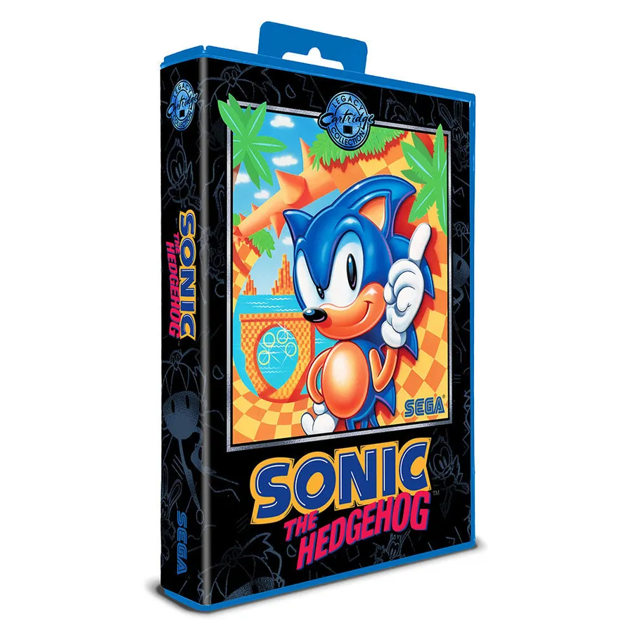Sonic 1 35th Anniversary blue clamshell packaging with premium foil embellishments