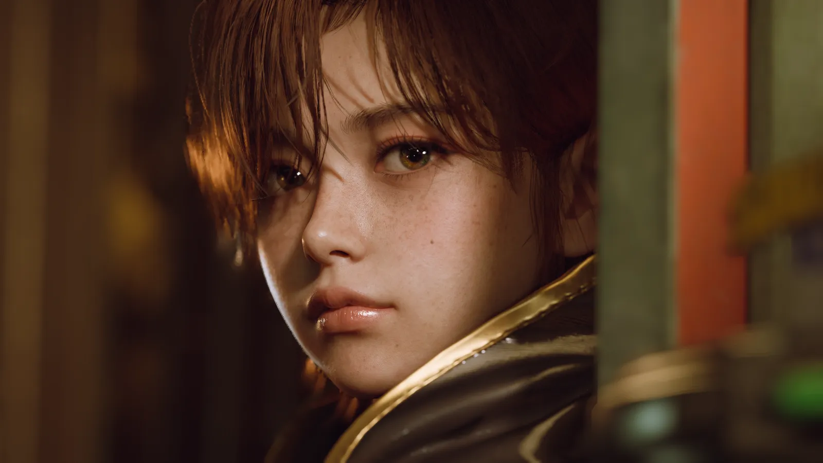 Official Stellar Blade Blood Rain screenshot from the Summer Game Fest 2026 reveal showing Evie in a derelict neon city street
