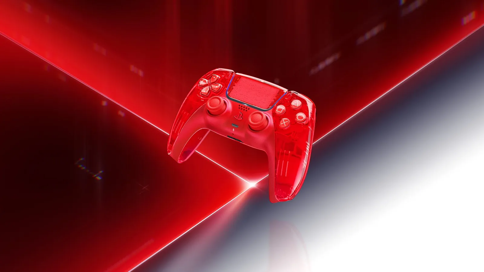 Official PlayStation image from the Prism Collection announcement showing the transparent PS5 DualSense accessories