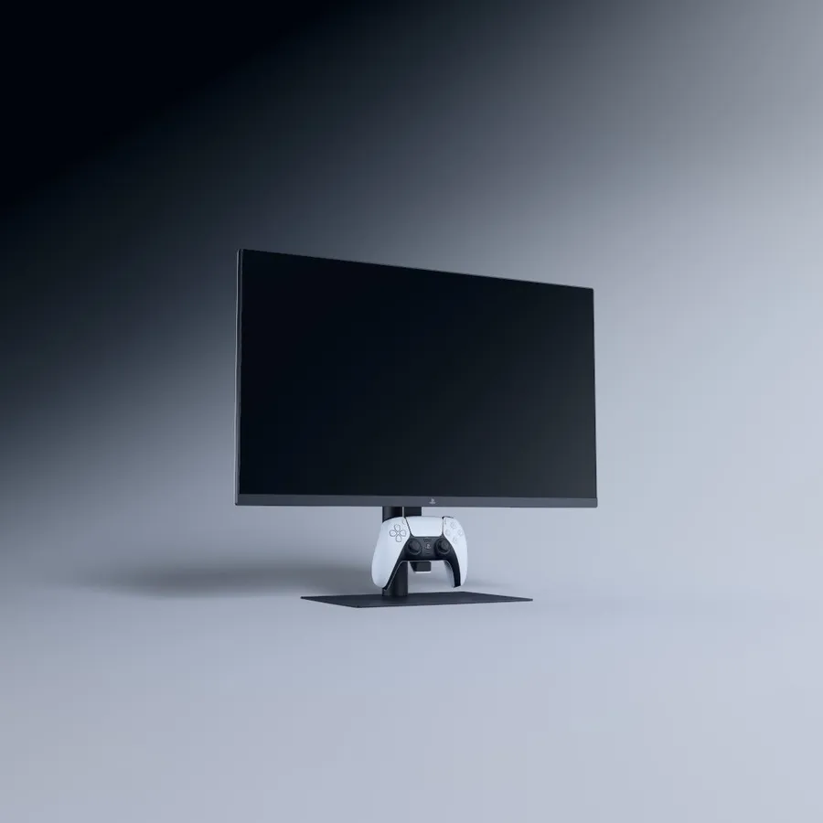 PlayStation 27 inch gaming monitor with DualSense charging hook