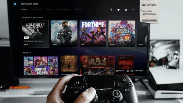 PlayStation Store interface banner used as context for Sony platform safety work