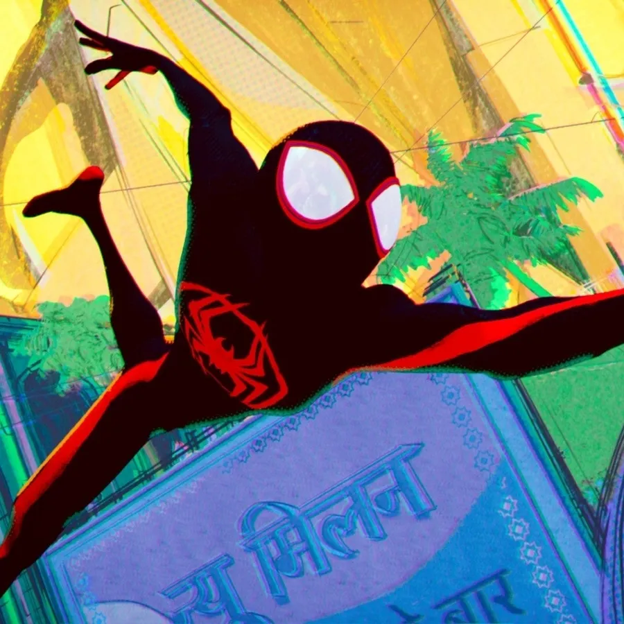 Spider-Verse franchise image highlighting the animated multiverse aesthetic