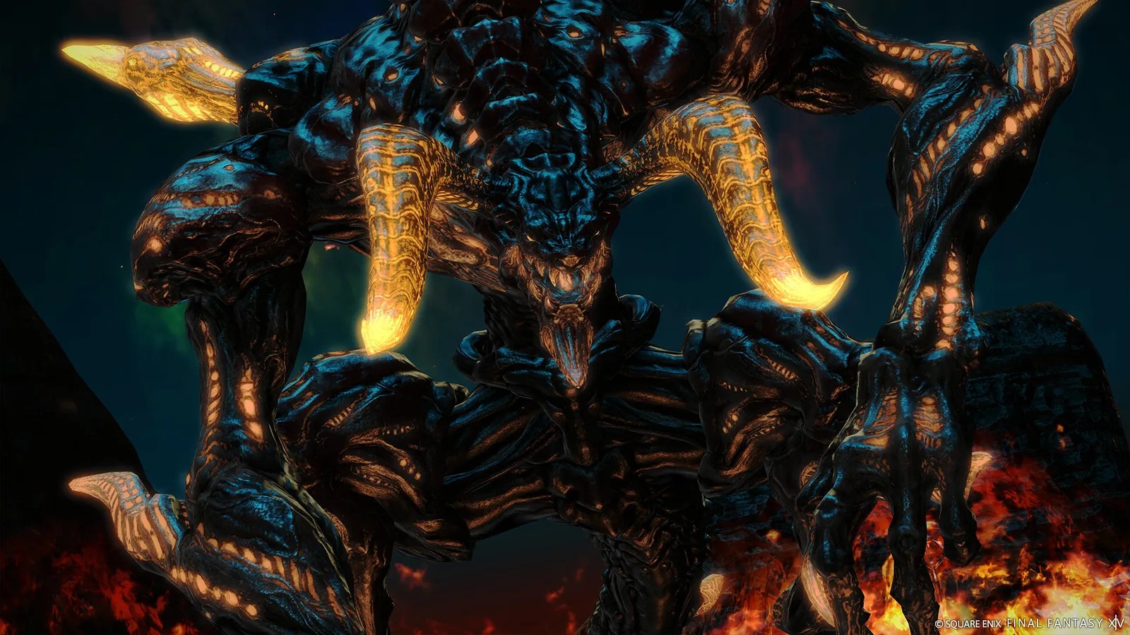 Final Fantasy XIV Online combat screenshot with a party battling enemies