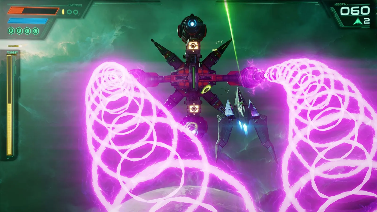 Star Fox Switch 2 boss fight in the kaleidoscopic Meteos wormhole stage
