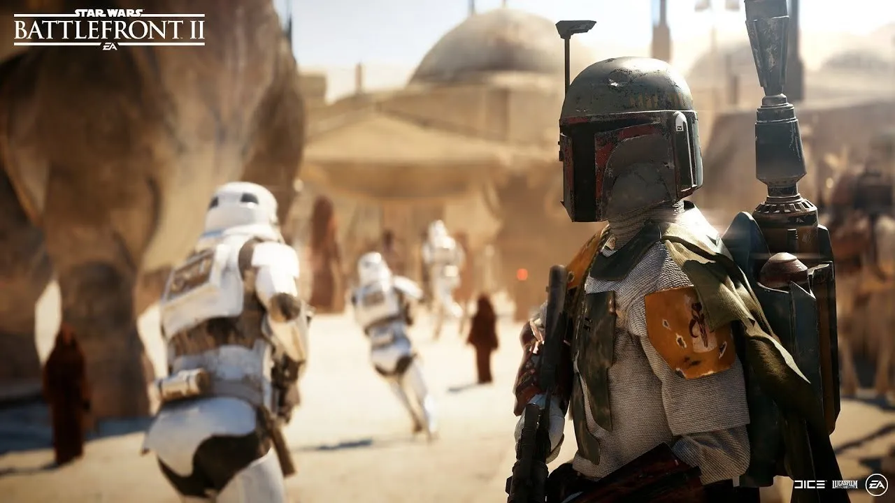 Official Steam screenshot from Star Wars Battlefront II showing infantry combat