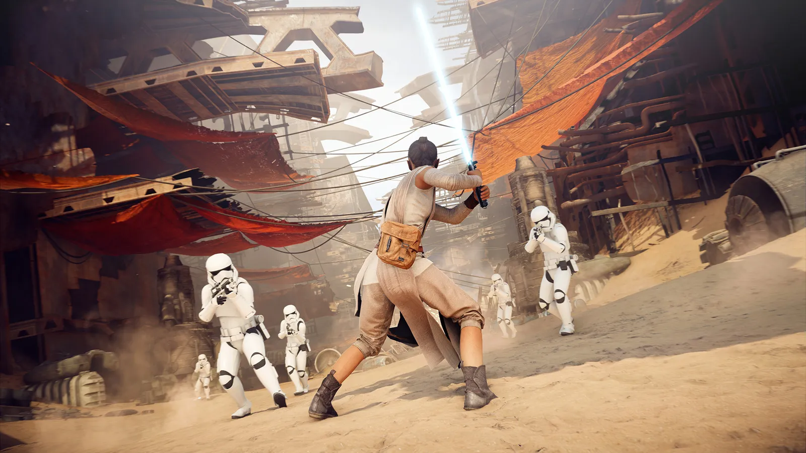 Official Steam screenshot from Star Wars Battlefront II showing a starfighter and ground assault