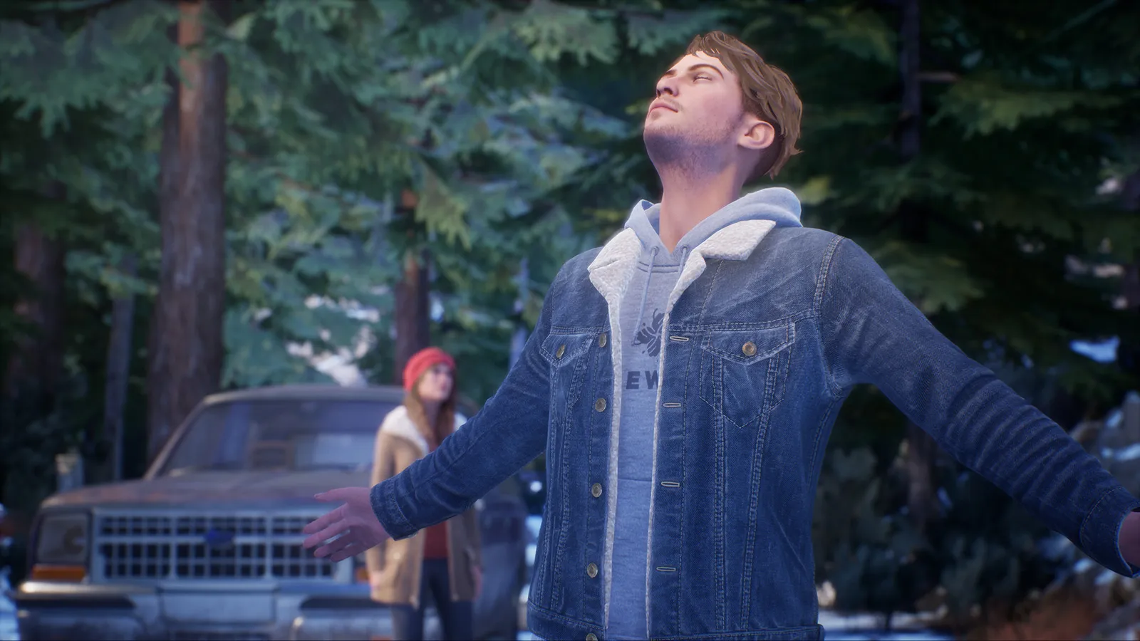 Tell Me Why Steam store screenshot of Tyler and Alyson in a snowy Alaska scene