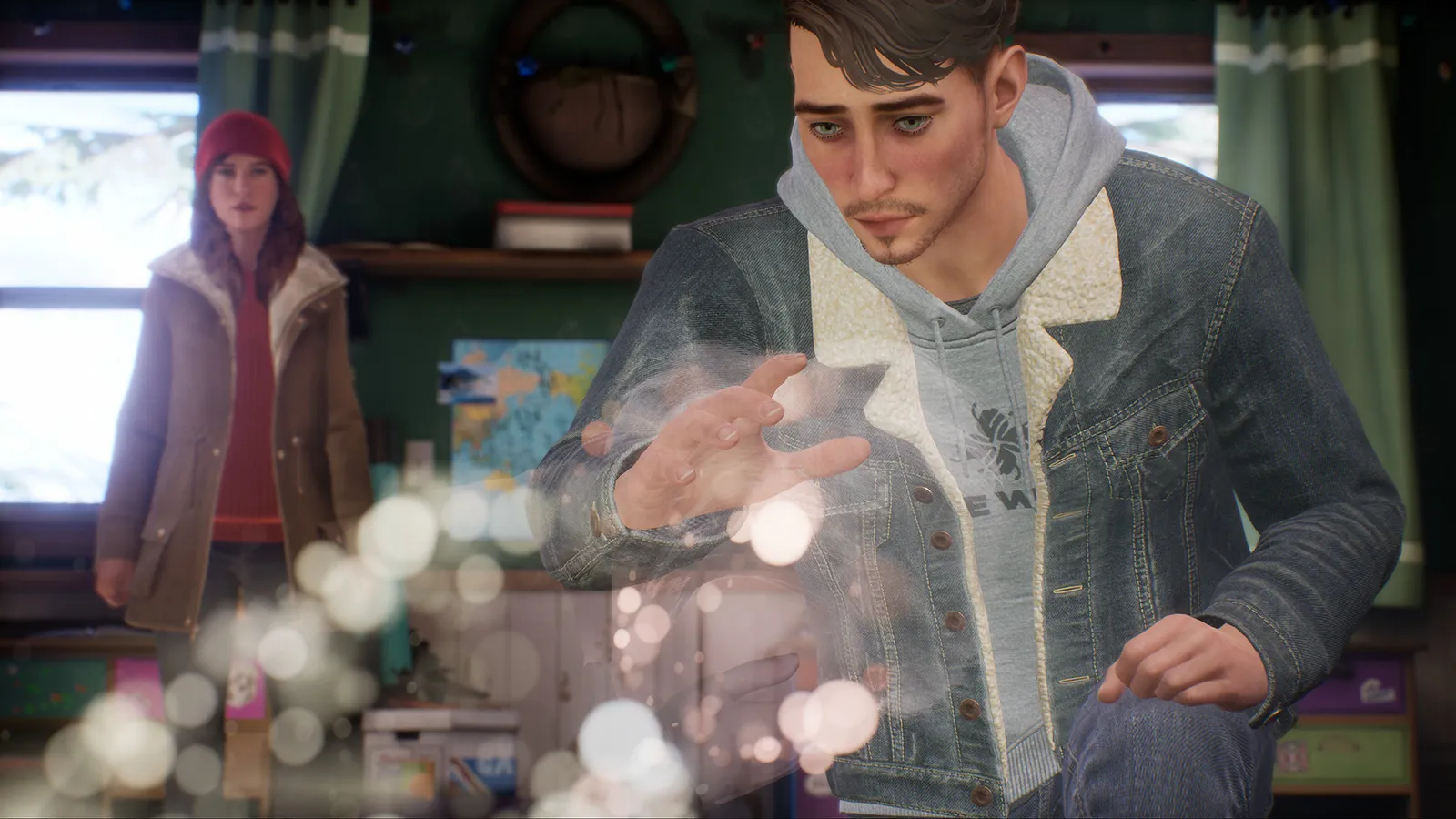 Tell Me Why Steam store screenshot of a dialogue scene inside the game