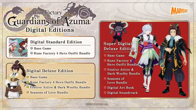 Rune Factory Guardians of Azuma scene with seasonal village from a Marvelous title