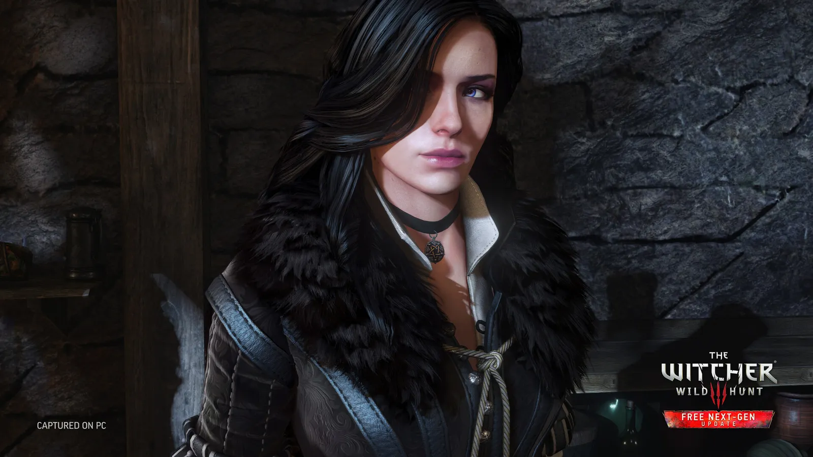 Geralt preparing a sign in front of a fiend at night with the new adaptive camera
