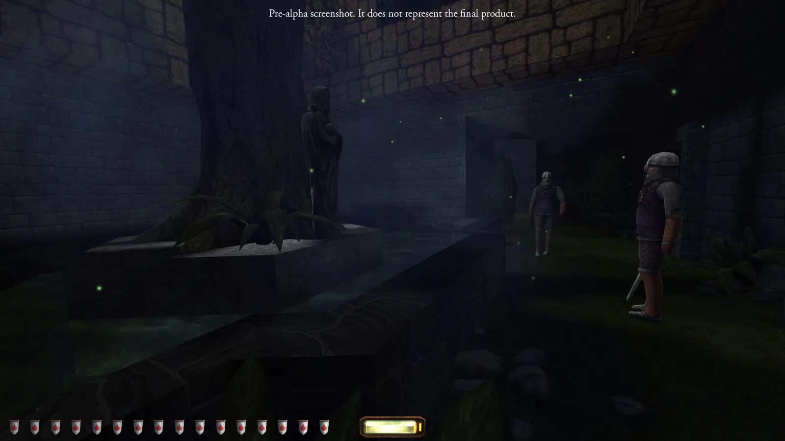 Gameplay screenshot of Thief The Dark Project Remastered showing a dark medieval interior